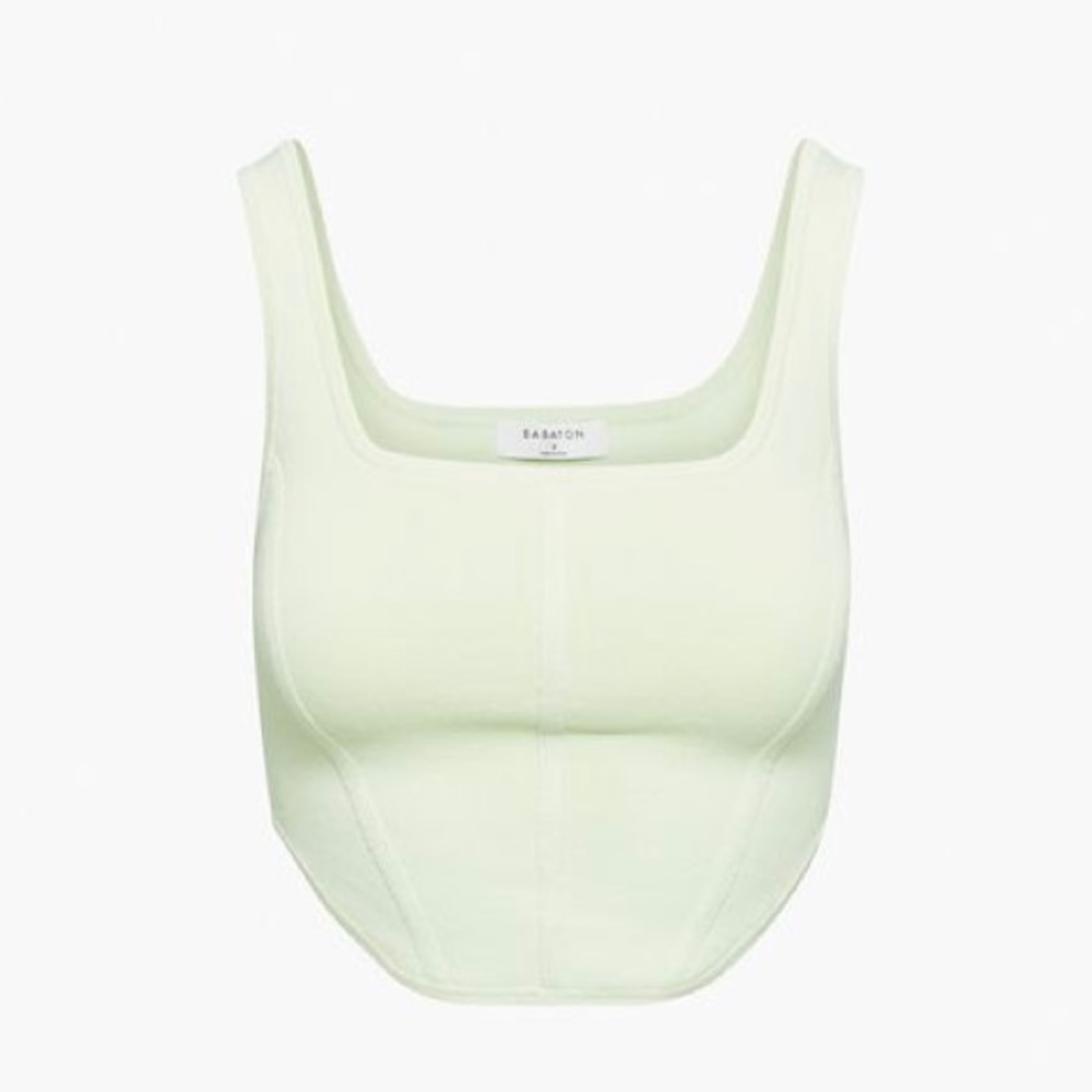 BABATON SCULPT KNIT BUSTIER TANK in soft mint